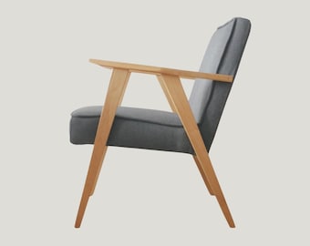 Upholstered Oak Armchair - Minimalist design, modern, retro, vintage