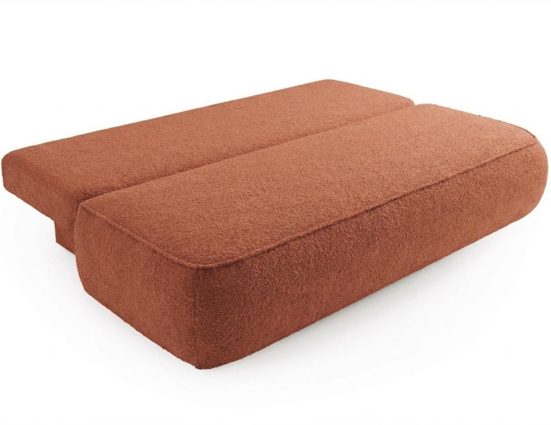 Bouclé Slaapbank | Uitklapbed | Opbergruimte | Afgerond Design | Handgemaakt afbeelding 6