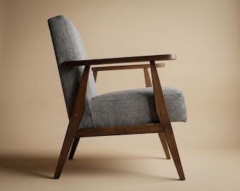 Handmade Solid Wood Armchair with Footrest: Retro Loft Style