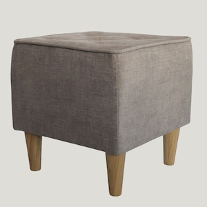 Upholstered Footstool: Versatile Accent Seating with Wooden Legs