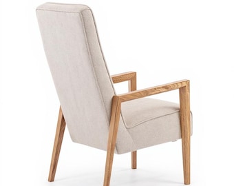 Handcrafted Oak Armchair YVA with Memory Foam |Timeless Comfort