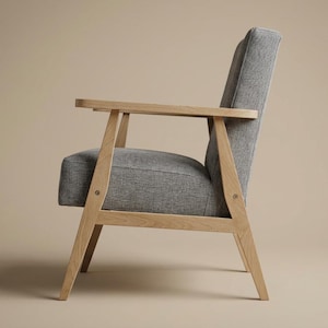 Mid-Century Modern Armchair FN1 : Solid Oak Frame, Eco Upholstery image 1