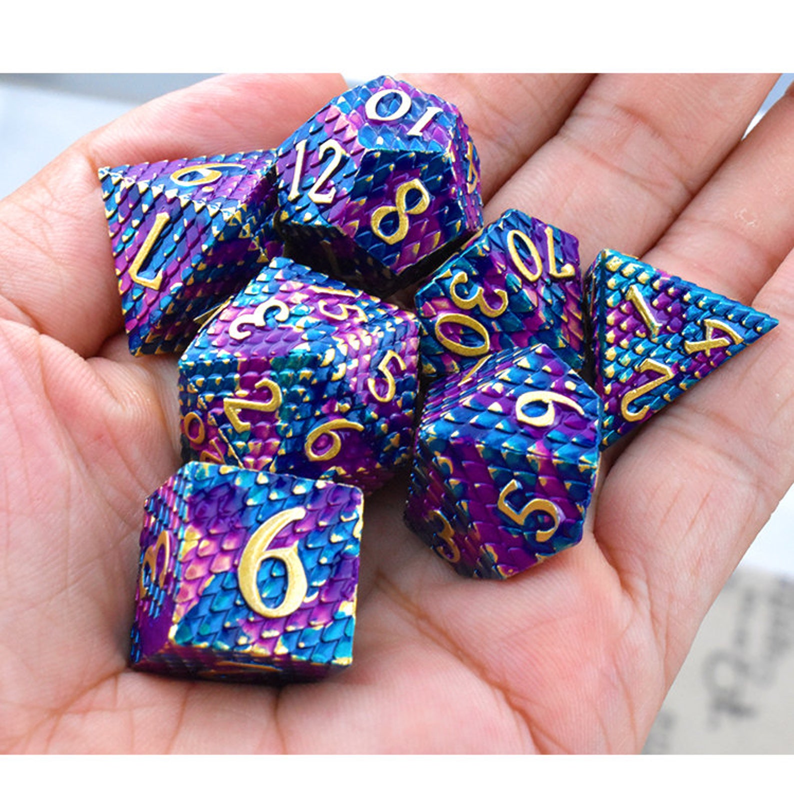 Dragon Scale Dice Metal Dice 7 PCs DND Dice Polyhedral Dice Etsy
