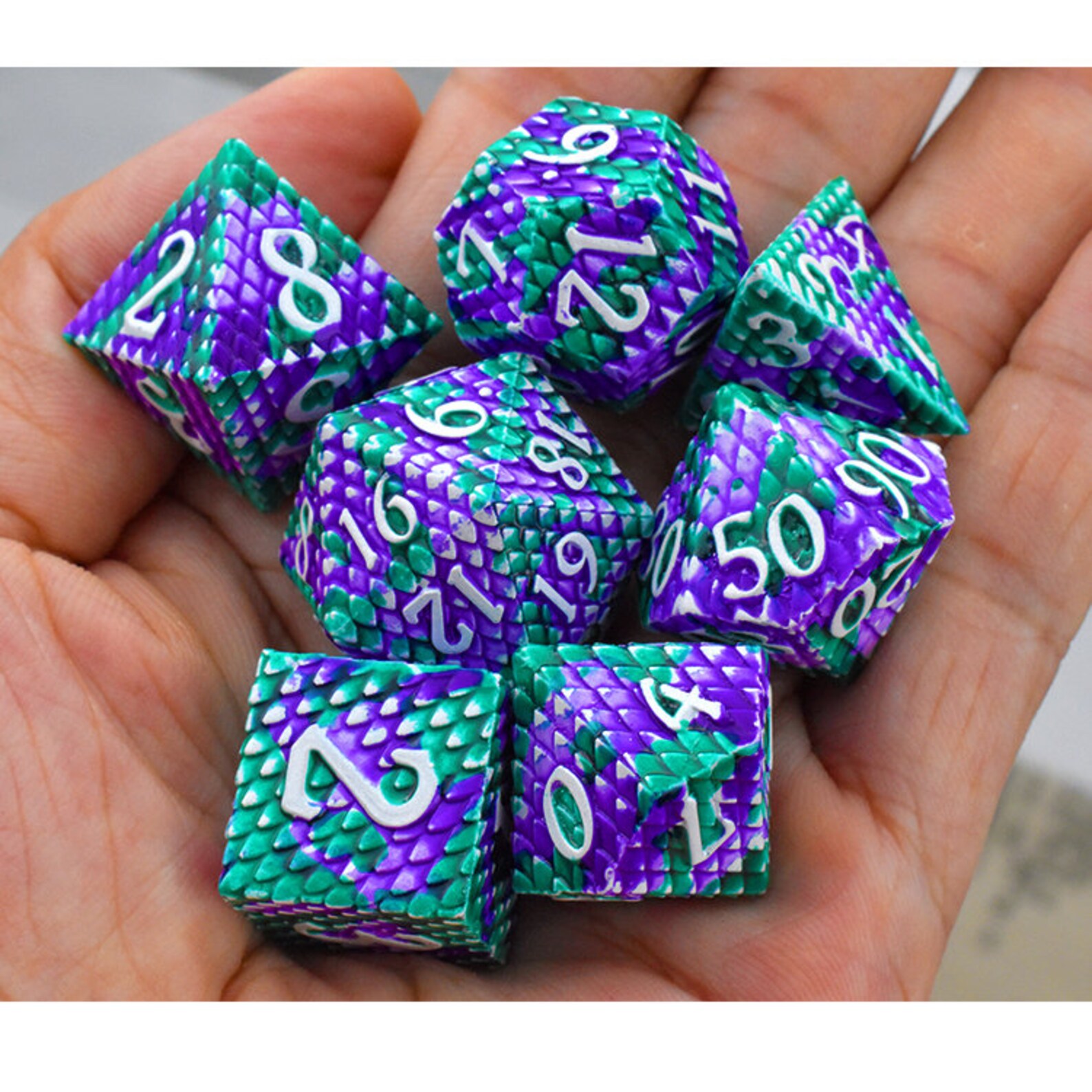 Dragon Scale Dice Metal Dice 7 PCs DND Dice Polyhedral Dice Etsy