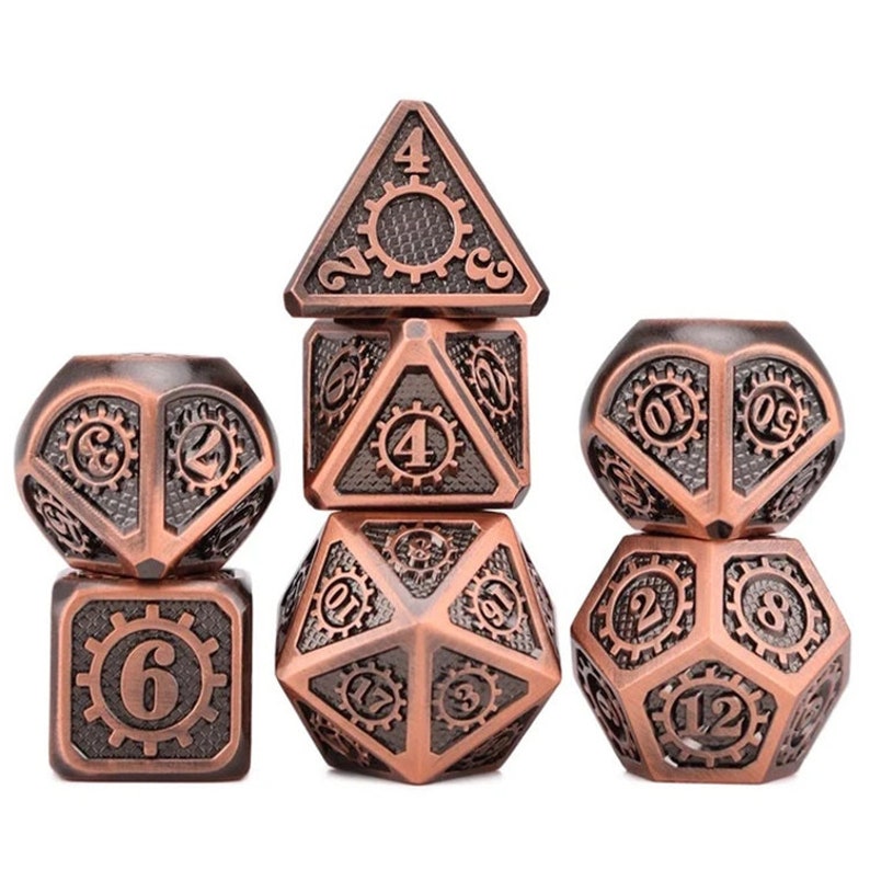 Mechanical DND Dice 7 Pieces Metal Dice Set DND Polyhedarl Etsy