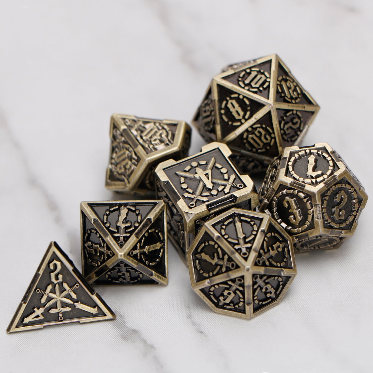 2 Sets DND Dice Set Black White D&D Dice Smoke LAMJAM