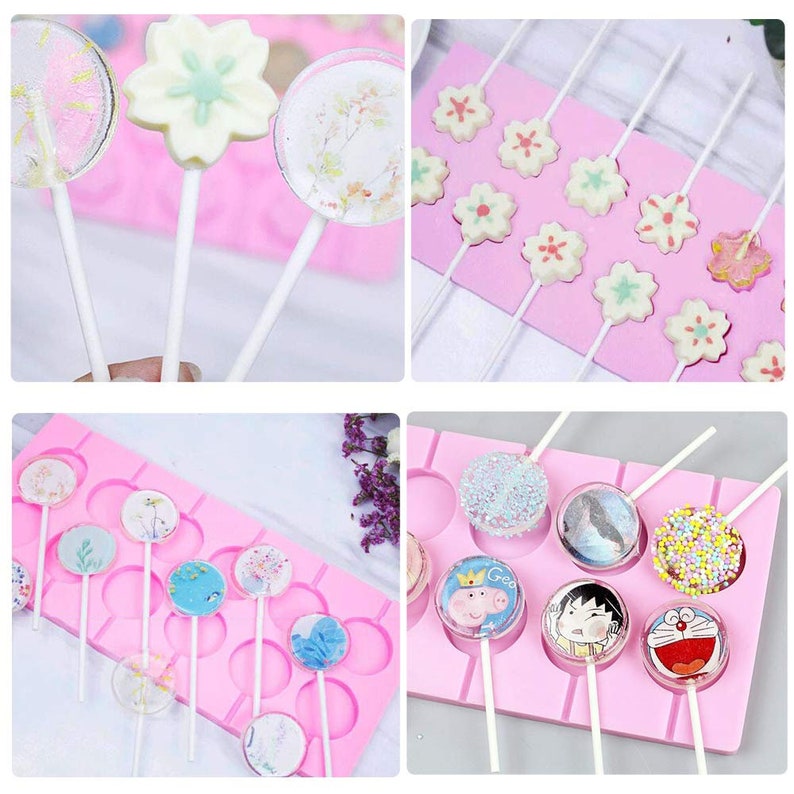 Round Silicone Lollipop Molds 2 Pcs Cherry Blossoms Chocolate Etsy