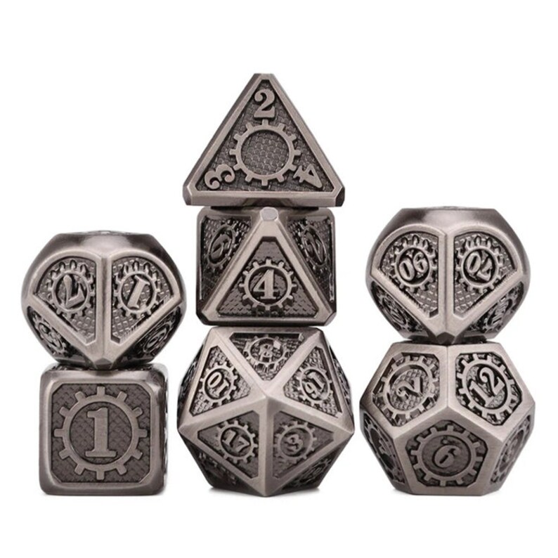 Mechanical DND Dice 7 Pieces Metal Dice Set DND Polyhedarl Etsy