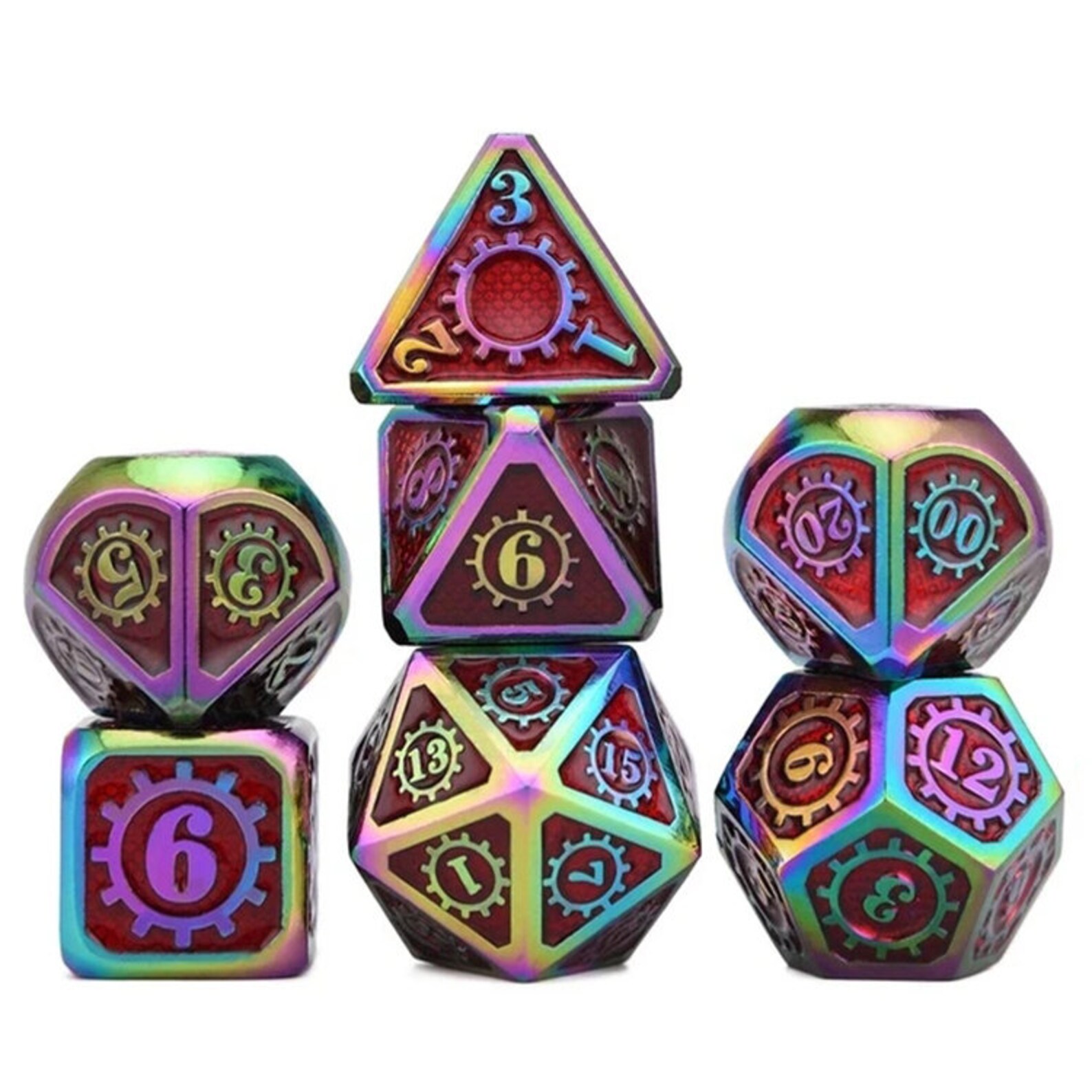 Mechanical DND Dice 7 Pieces Metal Dice Set DND Polyhedarl Etsy