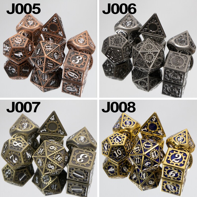 Metal DND Dice Set 7 Die Gold Blue Metal D&D Dice for Dungeons Etsy