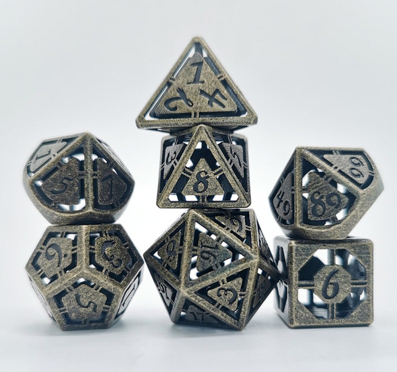 7 Pieces Metal Dice Set Dungeons and Dragons Role Playing Etsy