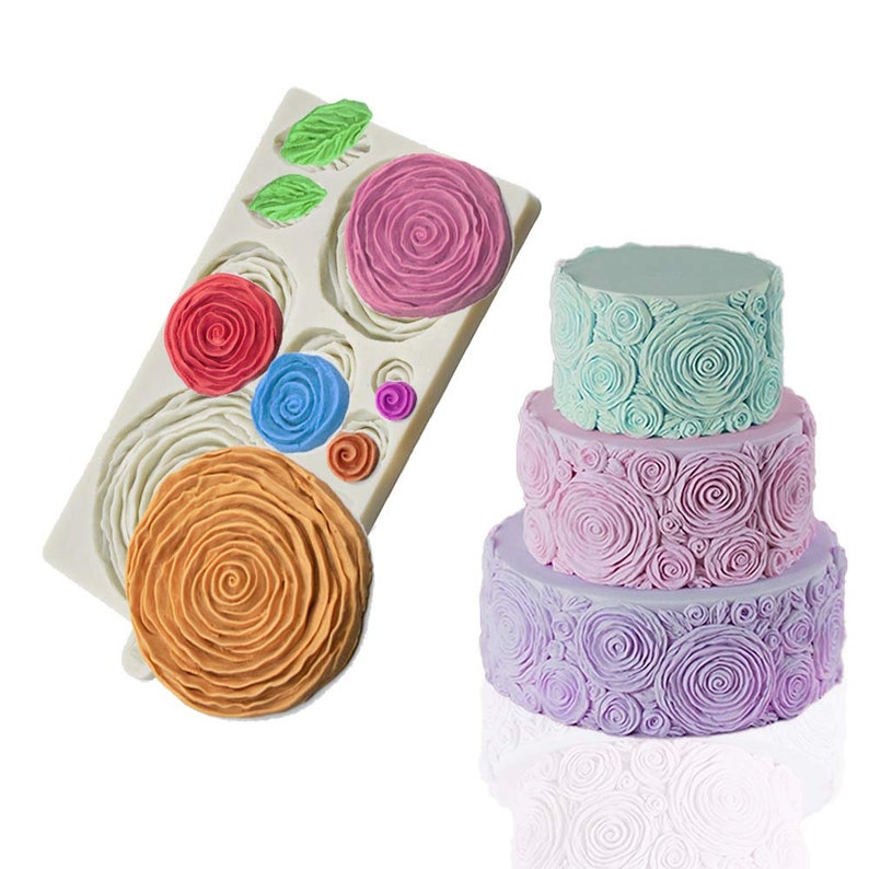 Rosette Ruffle Simpress Silicone Mold Rose Fondant Mold for Etsy