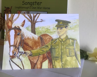 Songster and Bert, Greetings Card, Songster Loughborough's Own War Horse