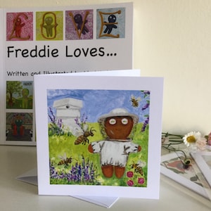 Apialist Freddie, wenskaart, Valentijnsdag voor een imker, Freddie Loves...