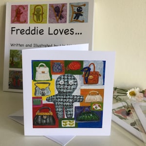 Tarjeta de ensueño para un amante de los bolsos, Freddie Bags, Día de la Madre, Tarjeta de felicitación, San Valentín para un amante de los bolsos, Freddie Loves...