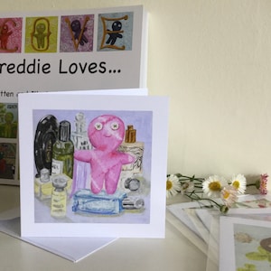 Geurige Freddie, Moederdag, Wenskaart, Freddie Loves... parfum, mooie flesjes geur