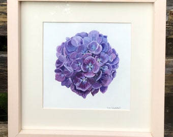 Purple Hydrangea Original Art Acrylic Painting by Liz Waddell