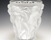 Lalique Bacchantes Clear and Frosted Glass Vase Marcilhac 12-200