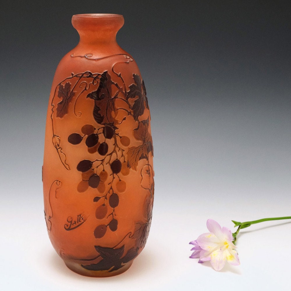 Image of A Galle Three Colour Cameo Glass Vase C1920