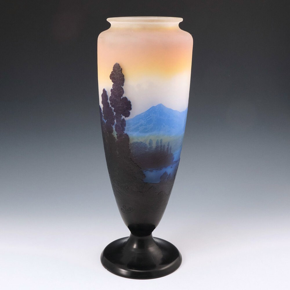 Image of A Very Fine Monumental Galle Landscape Vase C1915