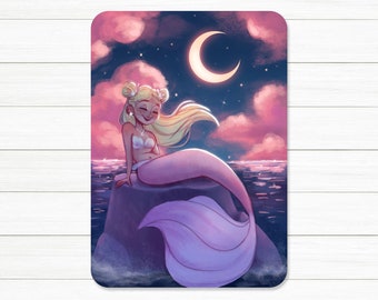 PRINT: Moon Mermaid - erikathegoober Illustration - Art Print - Wall Decor