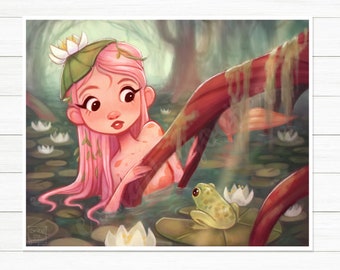 PRINT: Lily Pad Mermaid - Mermay 2020 - erikathegoober Illustration - Art Print - Wall Decor