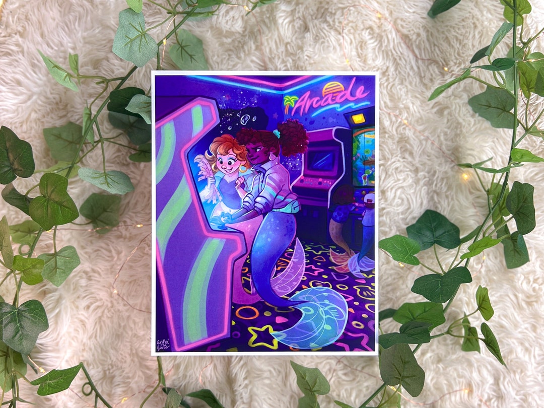 PRINT Mermaid Arcade Erikathegoober Illustration Art - Etsy