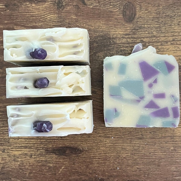 Handmade Soap Bar | Lavender Bloom | Light Scent | Amethyst Soap| Gentle Cleansing | Crown Chakra Soap | Mosaic Soap | Crystal Soap | Unique