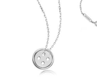 Sterling Silver Small Button Necklace as Cute as Button