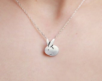 Pastel Easter Bunny Pendant Necklace Rabbitt Head Petite Bunny Necklace Bunny Silhouette Pendant Easter Gift Mini BUNNY HOP Necklace