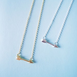 Silver or Gold Plated Cupid Arrow Necklace Pendant Arrow Studs Earrings
