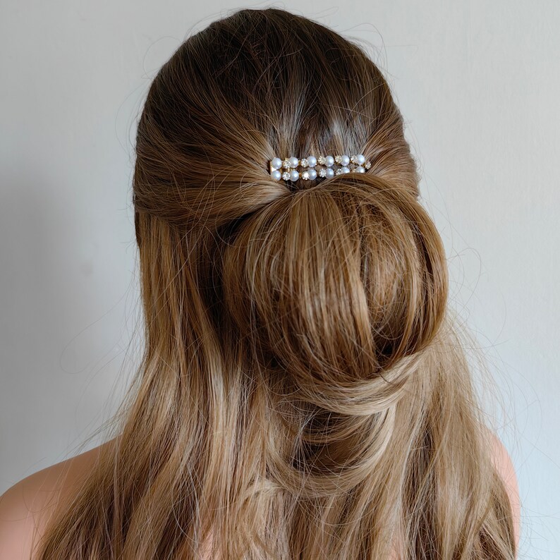 bridal wedding hair clip wedding pearl crocodile hair slide flower vintage pearl hair accessories bridesmaids Double Row Pearls