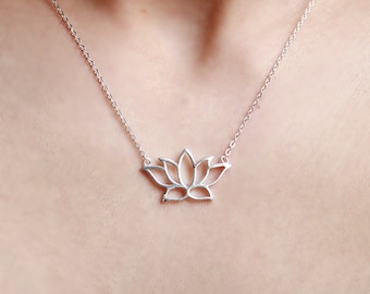 yoga jewelry Lotus flower pendant rose gold jewelry 9mm lotus flower necklace minimalist necklace N333R-9mm