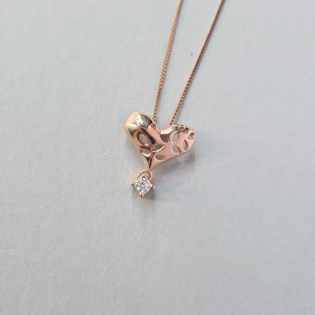 Collar De Plata De Ley 925 Con Colgante De Corazón De Nudo