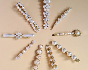 bridal wedding hair clip wedding pearl crocodile hair slide flower vintage pearl hair accessories bridesmaids