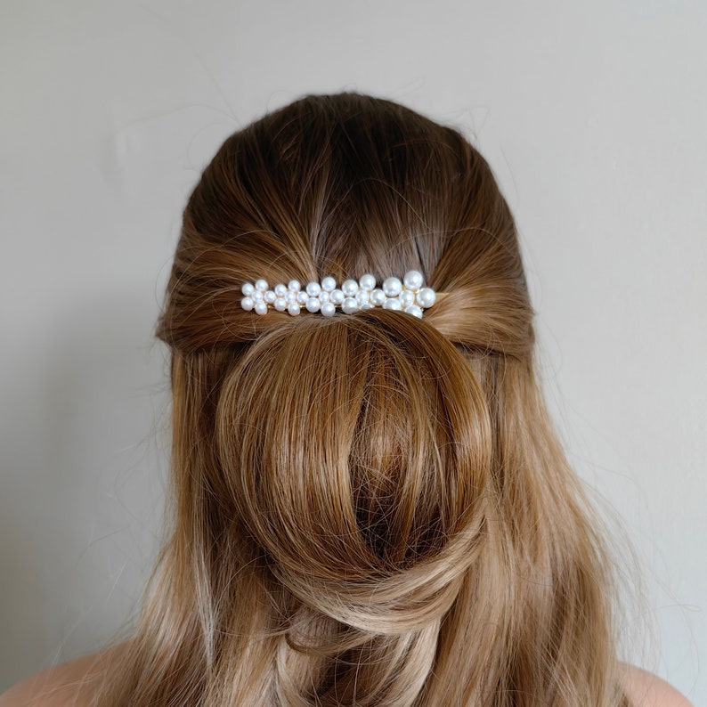 bridal wedding hair clip wedding pearl crocodile hair slide flower vintage pearl hair accessories bridesmaids Pearl Flowers