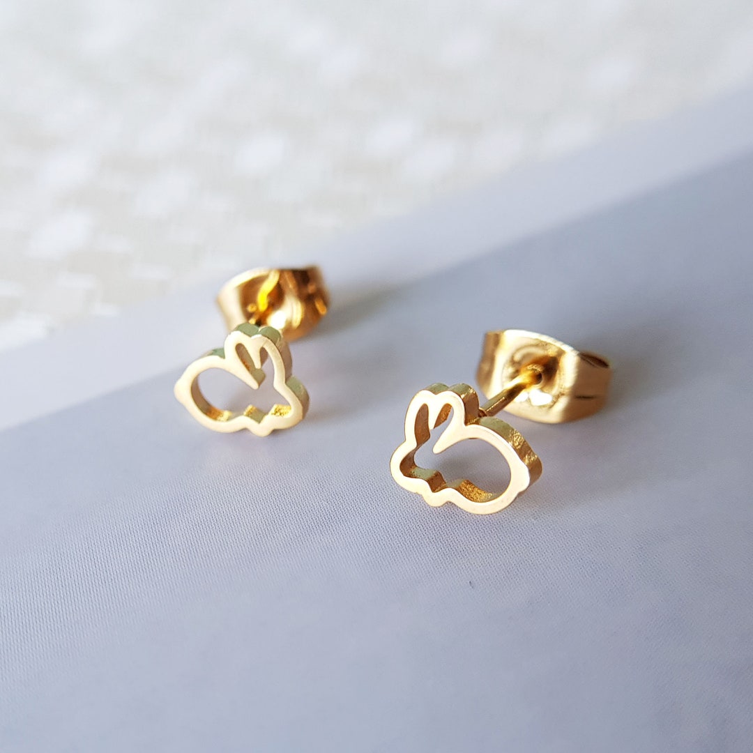 Easter Rabbit Bunny Silver Plated or Gold Plated Mini Stud - Etsy UK