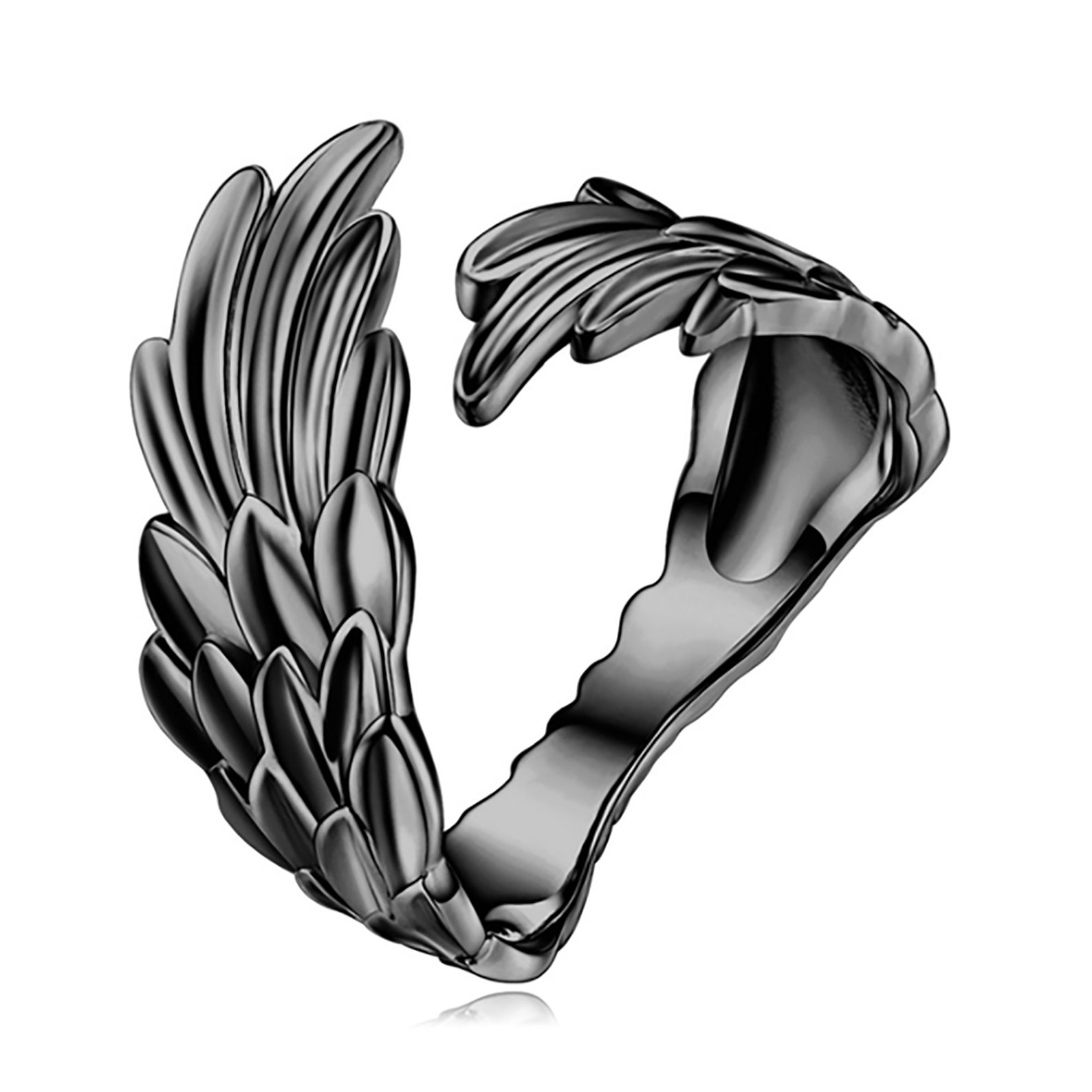 925 Sterling Silver Guardian Angel Wing Ring Hug Support Etsy UK