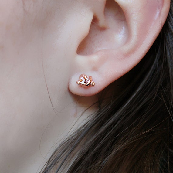 Sterling Silver Friendship Knot Stud Earrings Tie the Knot Rose