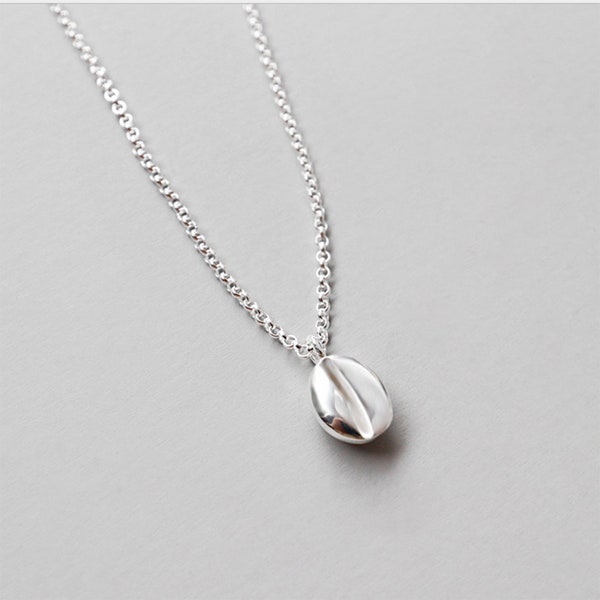 925 Sterling Silver Coffee Bean Necklace Coffee Lover Jewellery Silver Nugget Barista Necklace