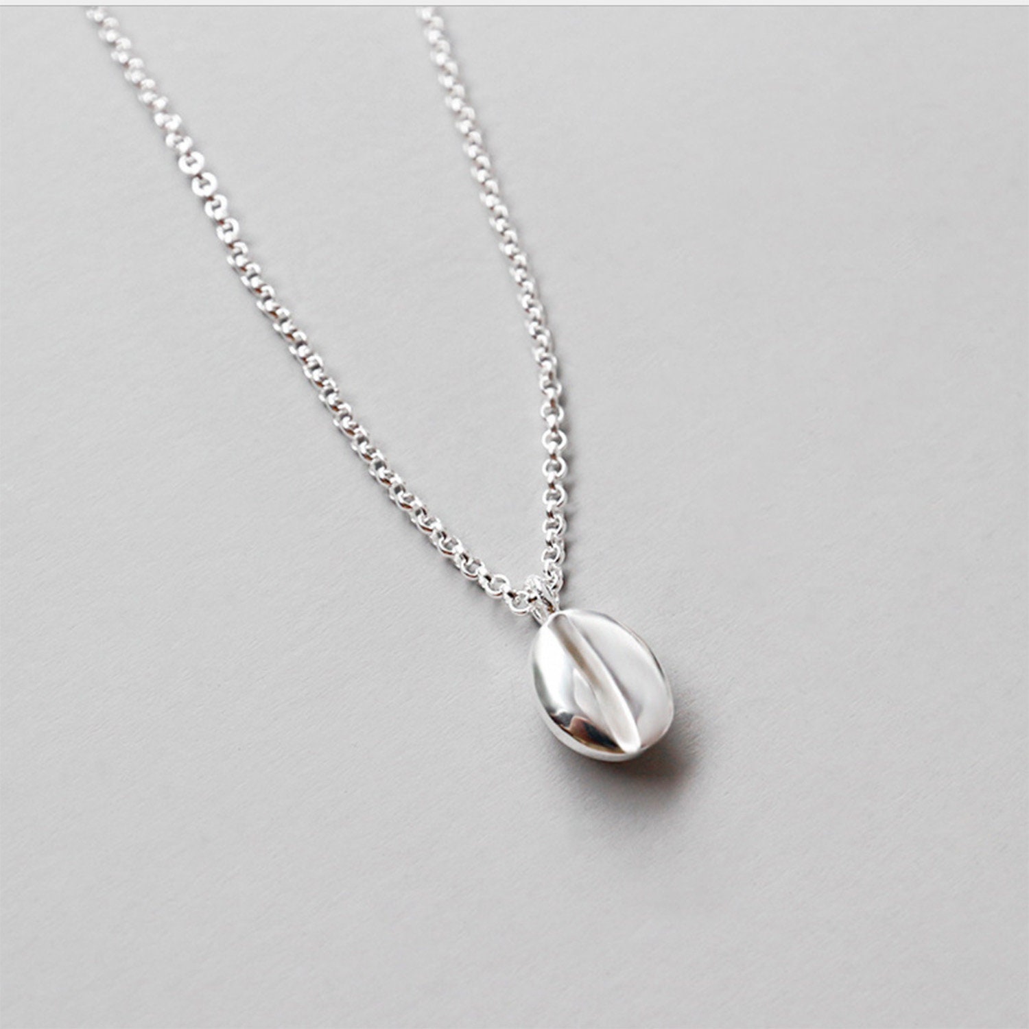 Cafe latte Coffee Necklace Jewelry for Coffee Lover Gift for coffee maker barista necklace sterling silver 925 Coffee Bean Necklace