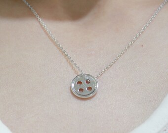 Sterling Silver Small Button Necklace as Cute as Button ginger snap snap jewelry