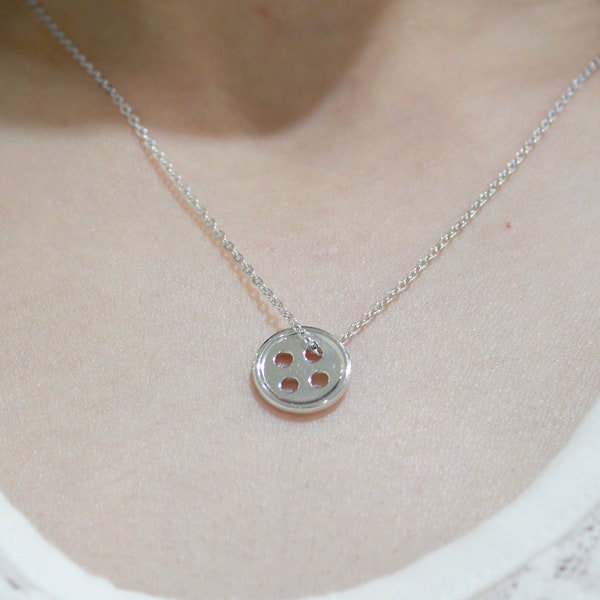 Sterling Silver Small Button Necklace as Cute as Button ginger snap snap jewelry