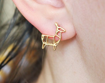 Boucles d’oreilles découpées en argent ou en or Stag Deer Stud