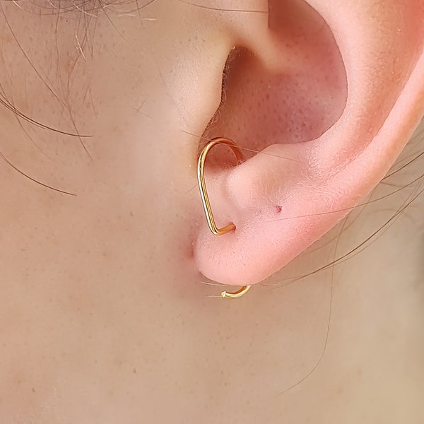 Sterling Silver Gold Plated Vermeil Twisted Curved Fine S Ear Lobe Cuff Earrings Minimalist