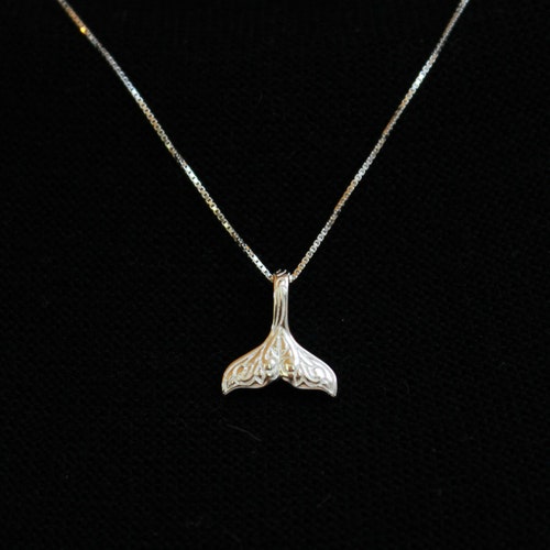 Silver Whale Tail Necklace 925 Sterling Silver Whale Tail Etsy