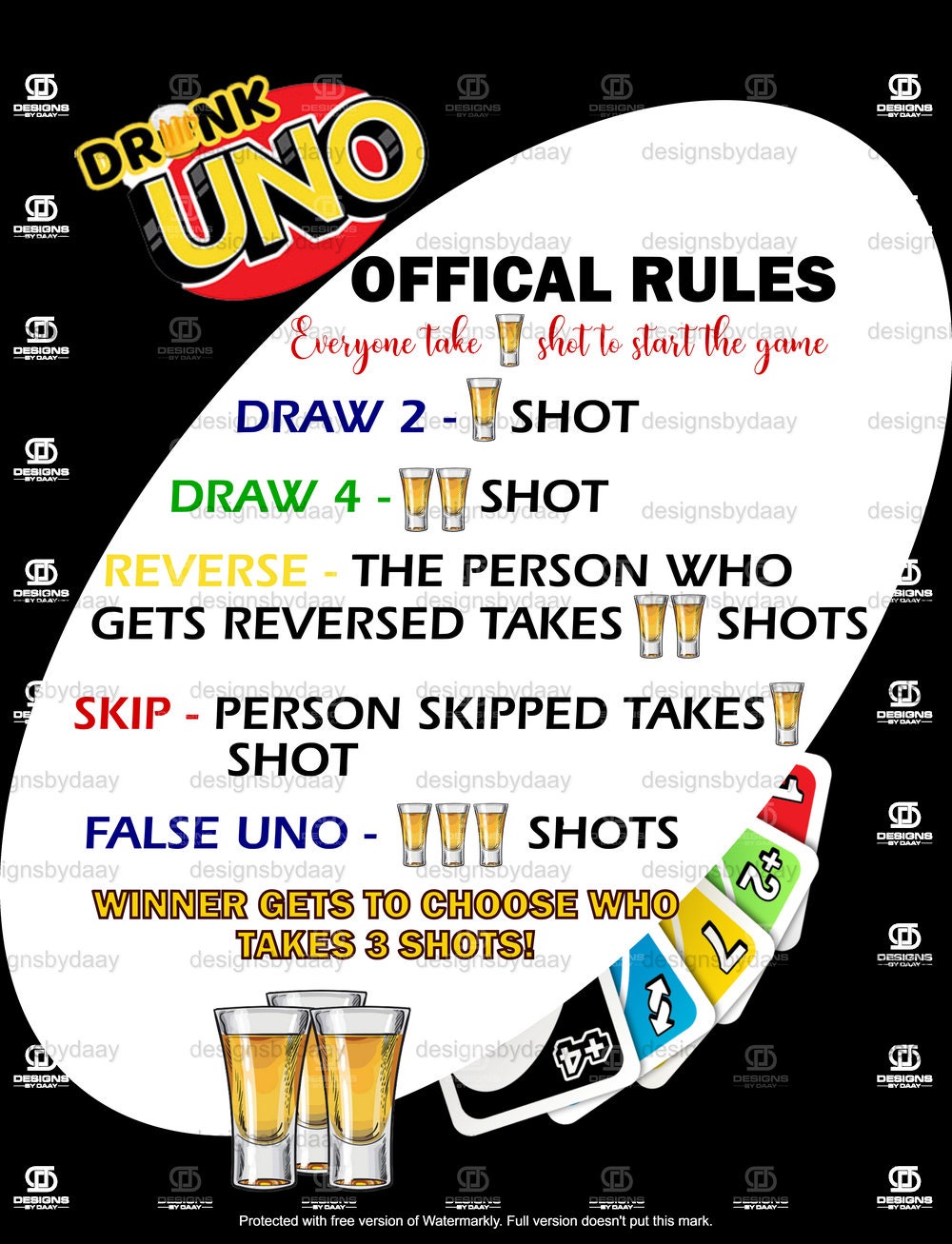 Drunken U N O & SPADES Template SVG Etsy