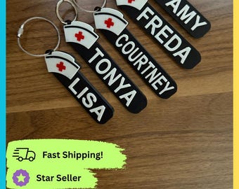 Personalized Nurse Hat Key Chain / Bag Tag / Key Ring | Nurse Keychain