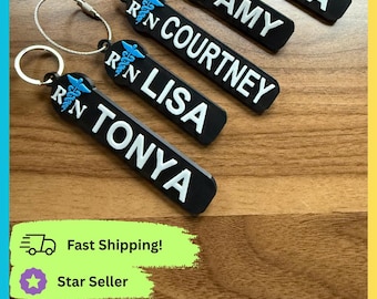 Personalized RN Key Chain / Bag Tag / Key Ring | Nurse Keychain