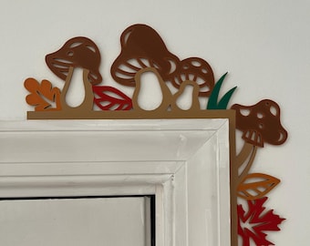 3D Printed Fall Mushroom Door Corner Topper | Autumn Decor